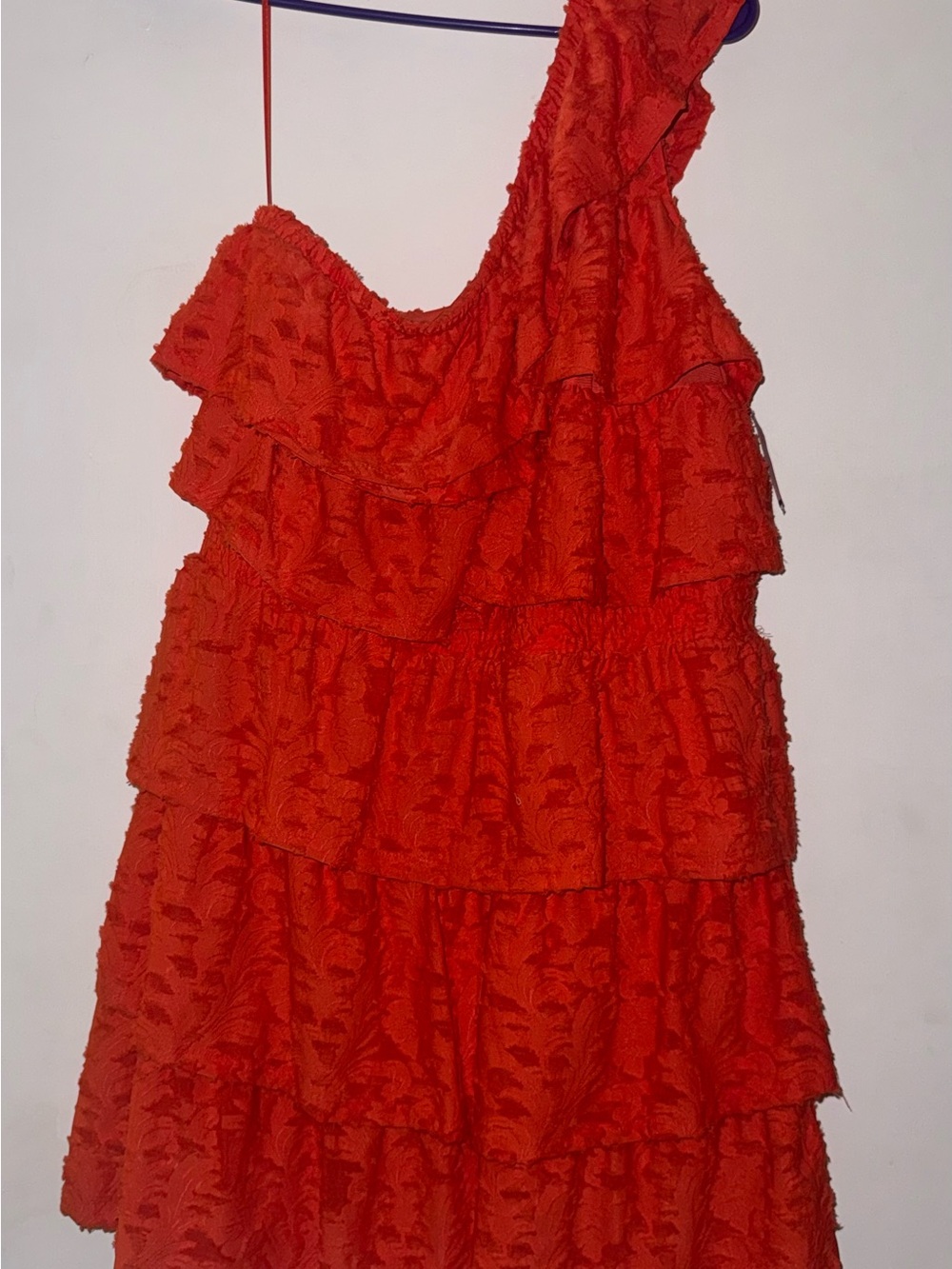 Lauren Conrad One-Shoulder Orange Ruffled Dress